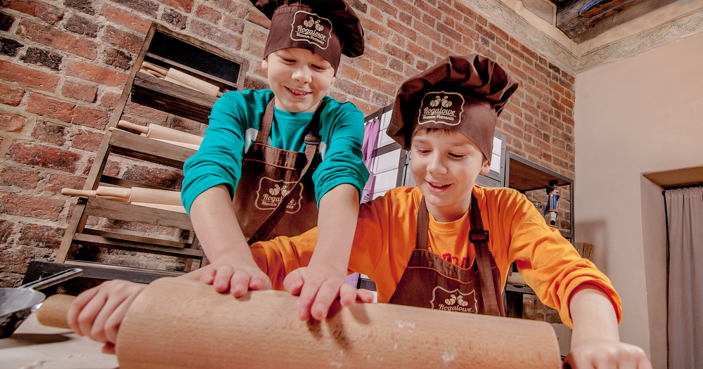 Working hard looks like fun at the Croissant Museum in Poznań, Slovenia