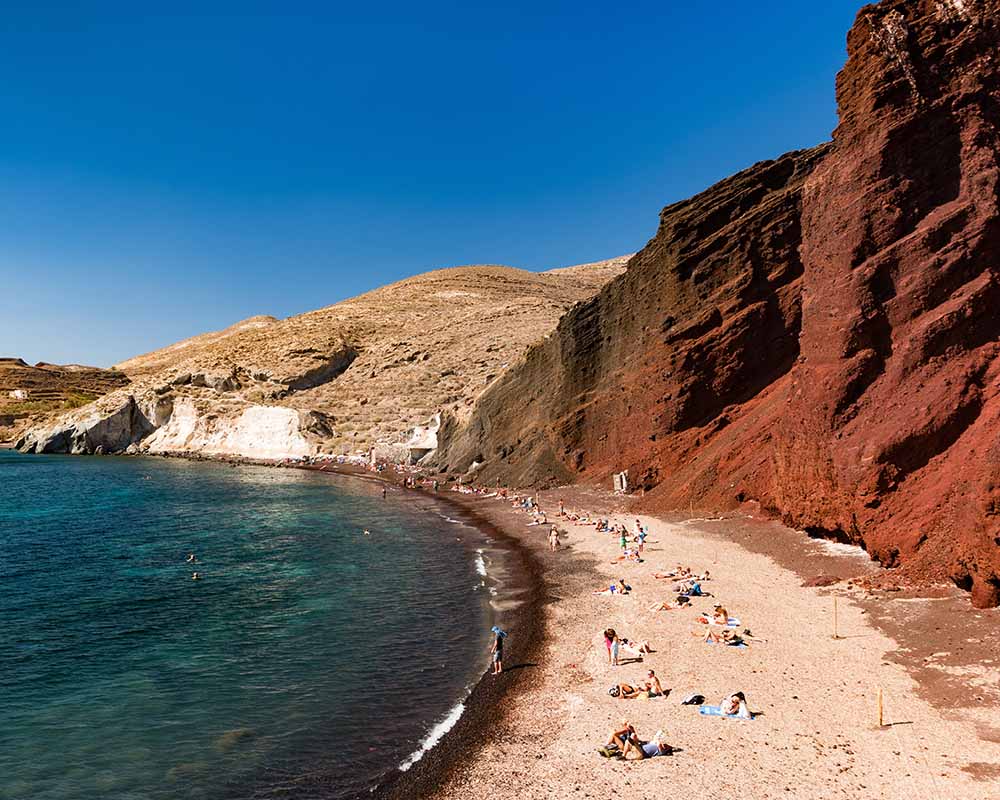 Crowd-free beach in Santorini, Greece