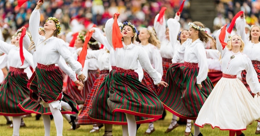 See traditional folk costumes flash their colors at the Song and Dance Festival, Estonia