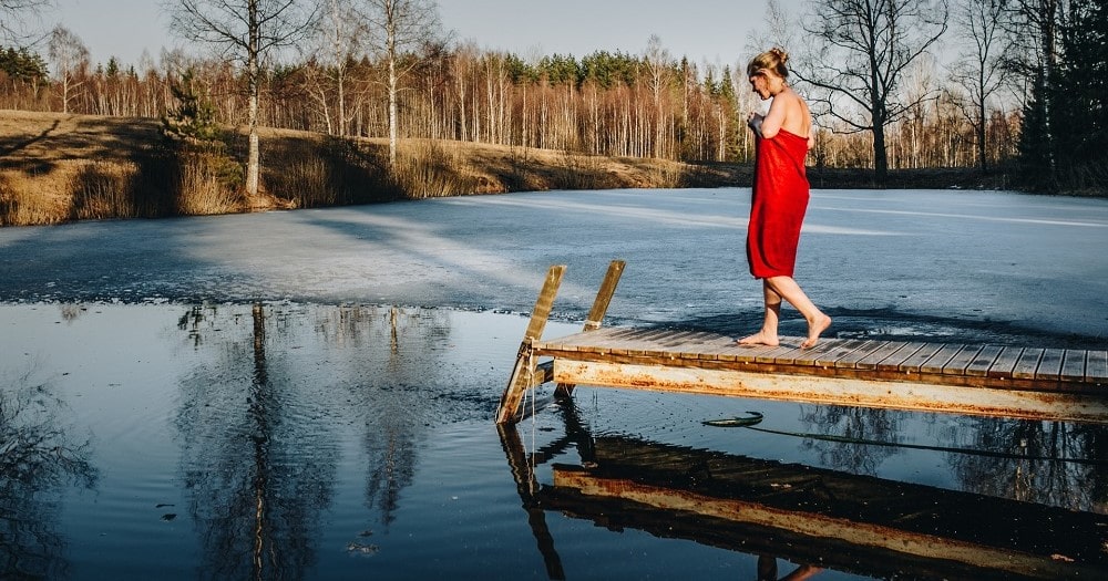 Complete the sauna experience with a dip in an icy lake
