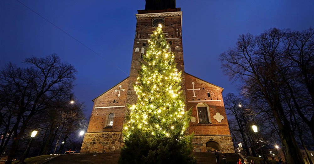Don't miss the giant lit spruce tree at Turku Christmas market