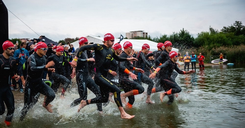 Join ironman participants as they race into the waters of Harku Lake. 