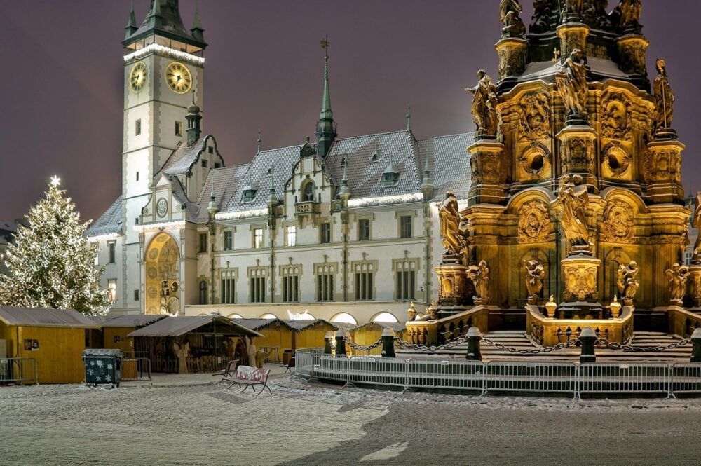 Visit Olomouc's Christmas market for evening fun during Advent