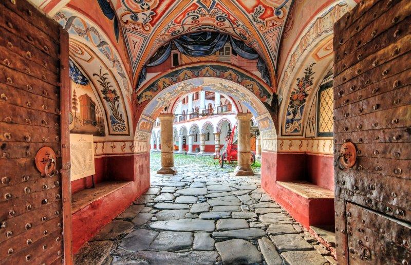 Delight in the intricate wall decorations at Rila monastery, Bulgaria