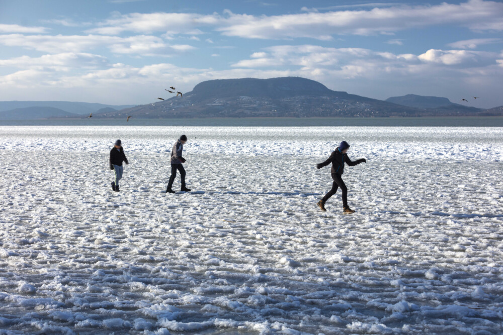 You can't walk on water but the ice will hold you up at Lake Balaton! 