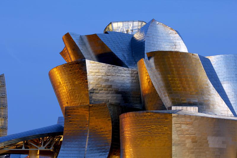 The innovative Guggenheim Museum in Spain designed by famous architect Frank Gehry.